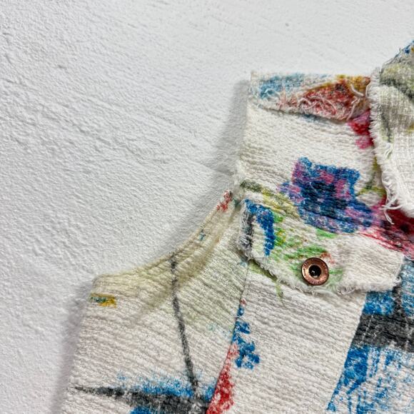 Stradivarius Abstract Floral Crop Vest Colorful Frayed, Fits Small - Picture 4 of 6